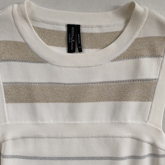 Marciano White with Gold Stripes Sleeveless Pretty Dress Size XS - Picture 2 of 2